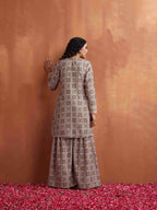 trueBrowns Off White Geometric Print Sharara Set | Grocsy
