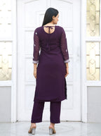 Teeya Creation Wine Color Faux Georgette Silk Heavy Embroidery Work Fully Stitched Salwar Suit | Grocsy
