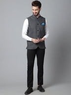 Even Apparels Men's Grey Pure Wool Nehru Jacket | Grocsy