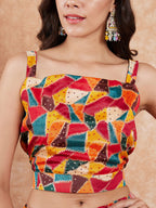 InWeave Women's Multi Color Trangle Skirt Saree | Grocsy
