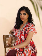 trueBrowns Maroon Muslin Ikat Ready to Wear Saree | Grocsy