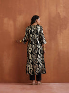 trueBrowns Black Metallic High Slit Kurta Set | Grocsy