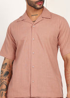 Fabmade Men’S Peach Linen Co-Ord Set | Grocsy