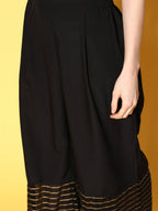 Ahalyaa Women Black Printed Tunic With Palazzos | Grocsy