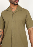 Fabmade Khaki Ease Linen Co-Ord Set | Grocsy