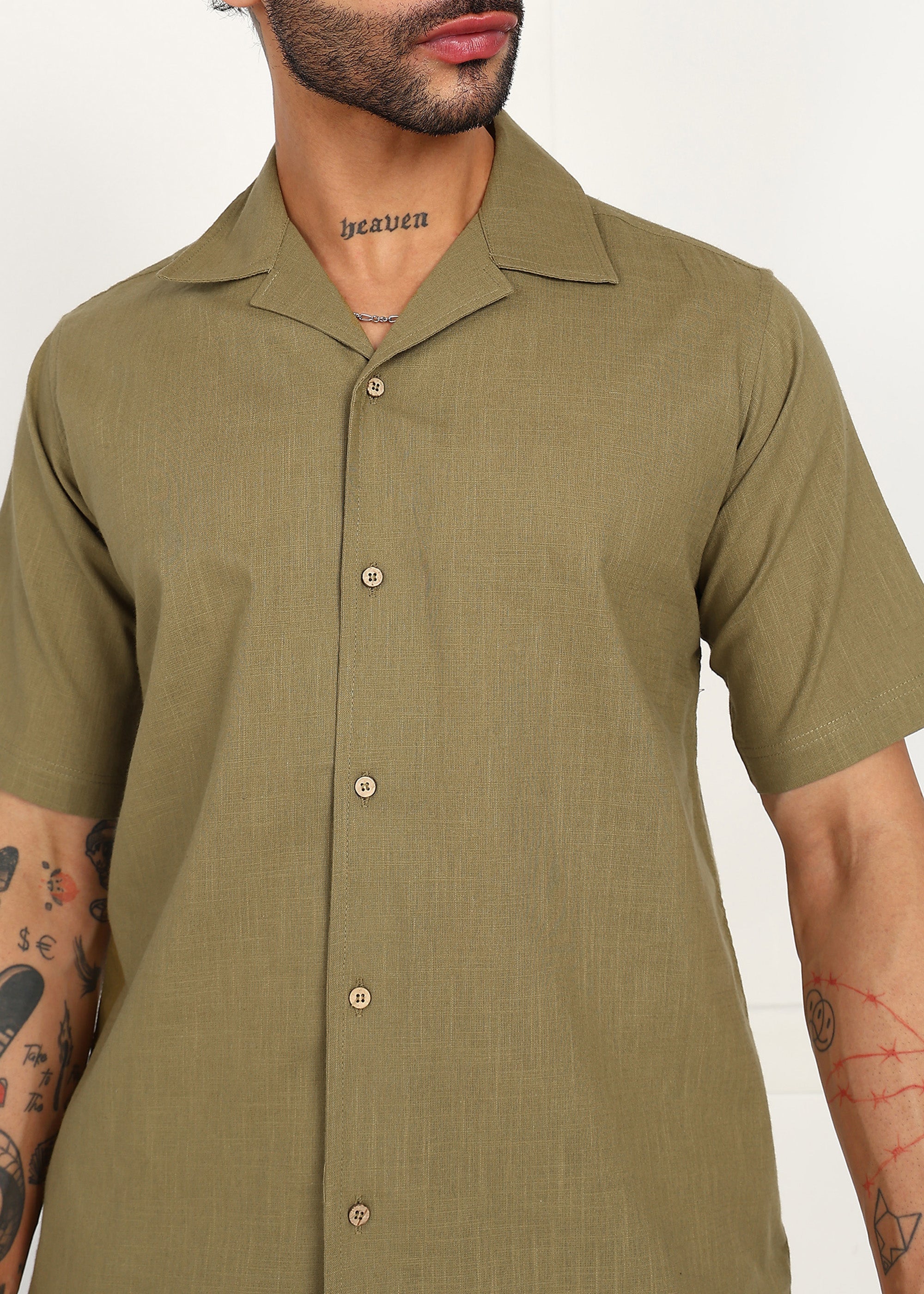 Fabmade Khaki Ease Linen Co-Ord Set | Grocsy