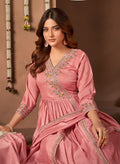 Anaita L Pink Anarkali Readymade Suit with Embroidery Work | Grocsy
