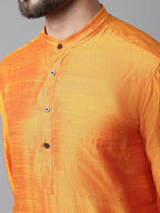Even Apparels Orange Solid Kurta With Band Collar | Grocsy