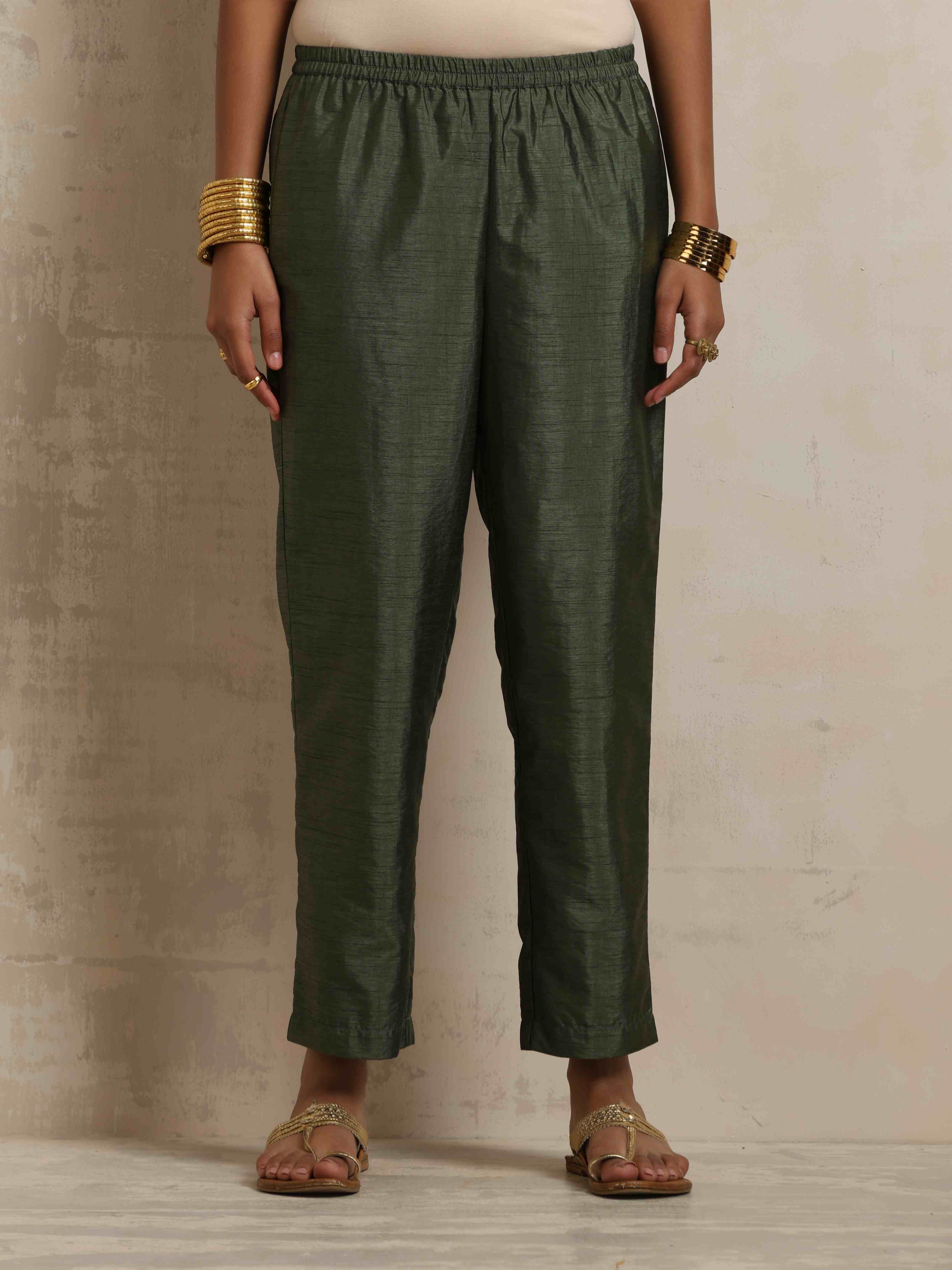 trueBrowns Green Tissue Kurta Set | Grocsy
