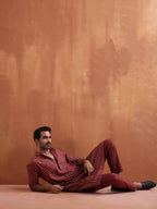 trueBrowns Men's Rust Cotton Dobby Kurta | Grocsy