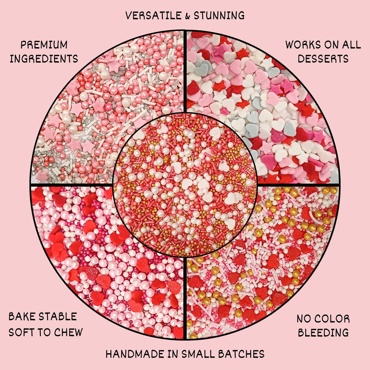 Confect Valentine Sprinkles | 07 Edible Decoration for Baking & Dessert | Grocsy