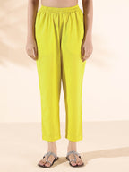 trueBrowns Lime Cotton Ikat Kurta Pant Set | Grocsy