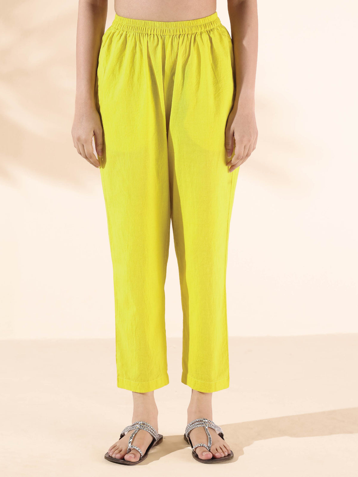 trueBrowns Lime Cotton Ikat Kurta Pant Set | Grocsy
