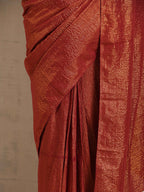 trueBrowns Maroon Gold Metallic Ready To Wear Plus Size Saree | Grocsy