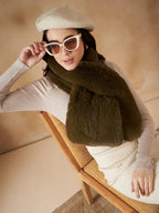 InWeave Women's Mehandi Green Faux Fur Neck Warmer | Grocsy