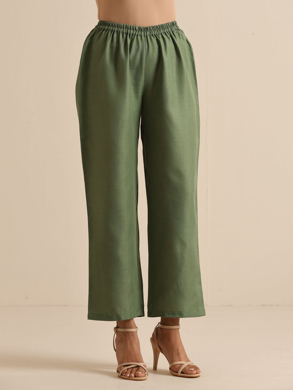 trueBrowns Olive Green Slub Relaxed Placket Co-Ord Set | Grocsy