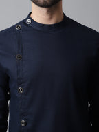 Indian Clothing Even Apparels Blue Sherwani Kurta With Asymetrical Cut | Grocsy