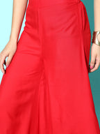 InWeave Women's Red Gota Strappy Kurta Set | Grocsy