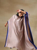 trueBrowns Grey Textured Silk High Low Kaftan Pant Set | Grocsy