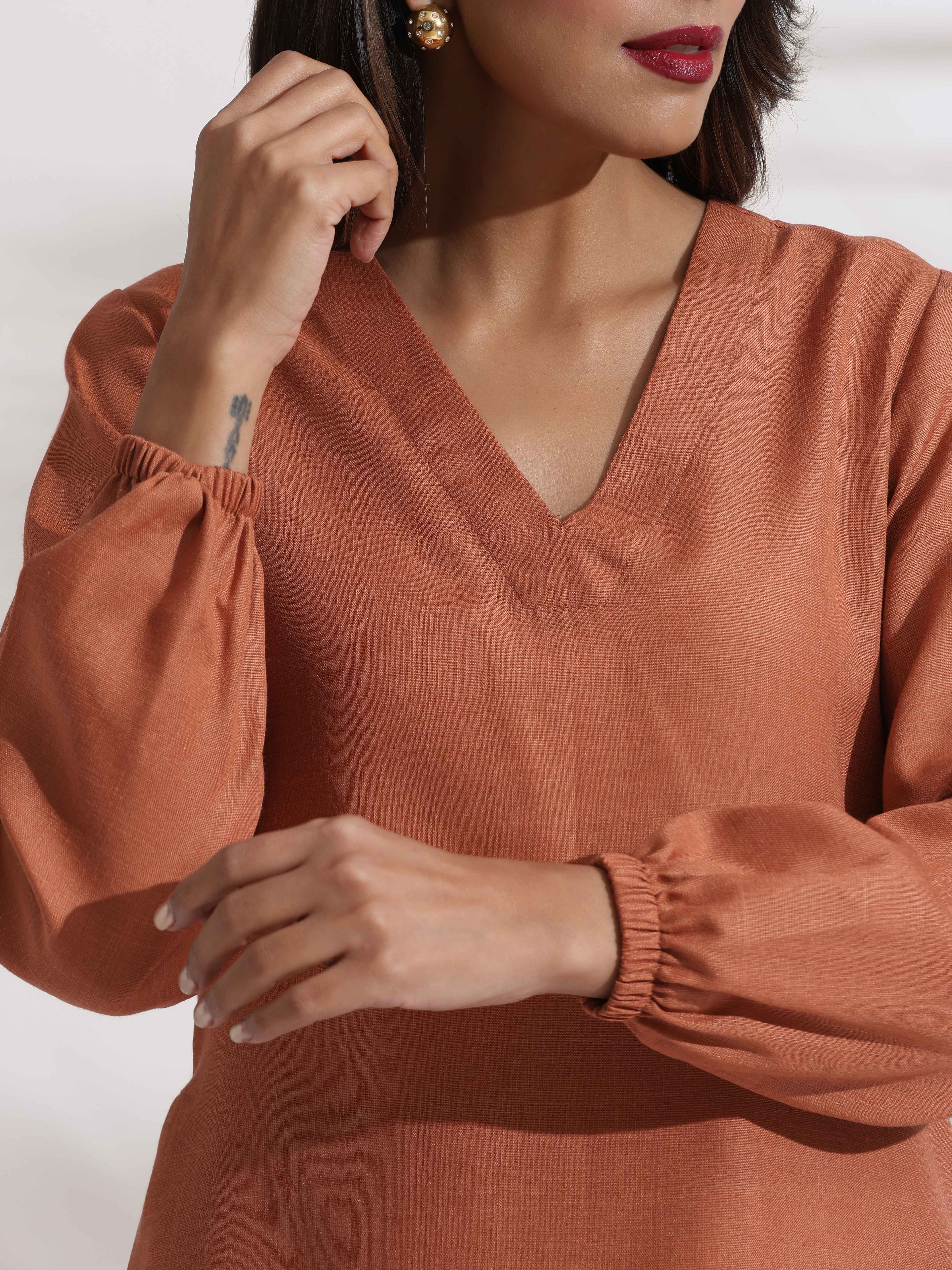 trueBrowns Rust Slub Co-ord Set | Grocsy