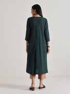 trueBrowns Dark Green Kurta Pant Set | Grocsy