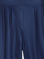 Ahalyaa Girls Navy Blue Velvet Angrakha Gotta Patti Kids Kurta with Palazzos | Grocsy