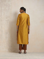 trueBrowns Gold Silk Kurta Set | Grocsy