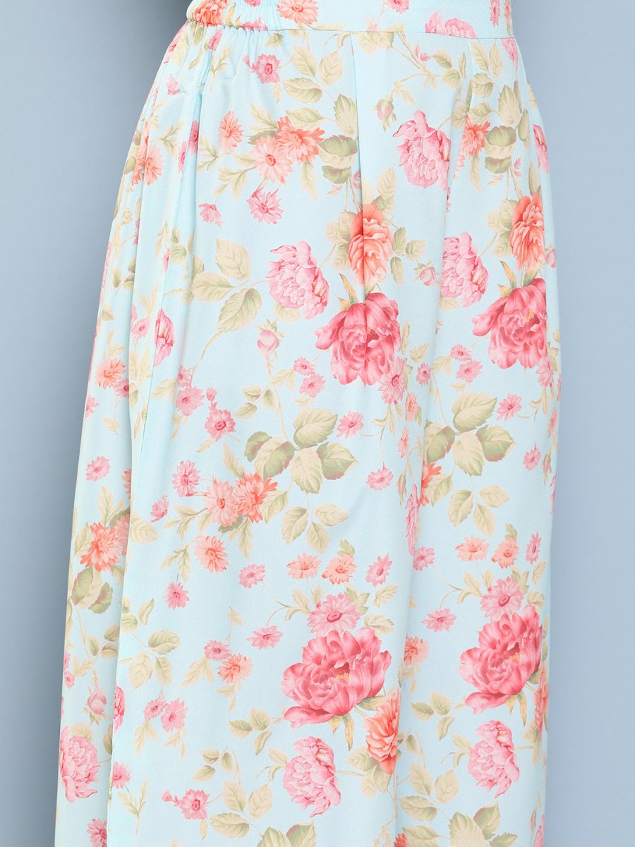 Ahalyaa Women Floral Printed Regular Tunic with Palazzos | Grocsy