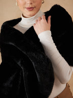 InWeave Women's Black Long Faux Fur Cape | Grocsy
