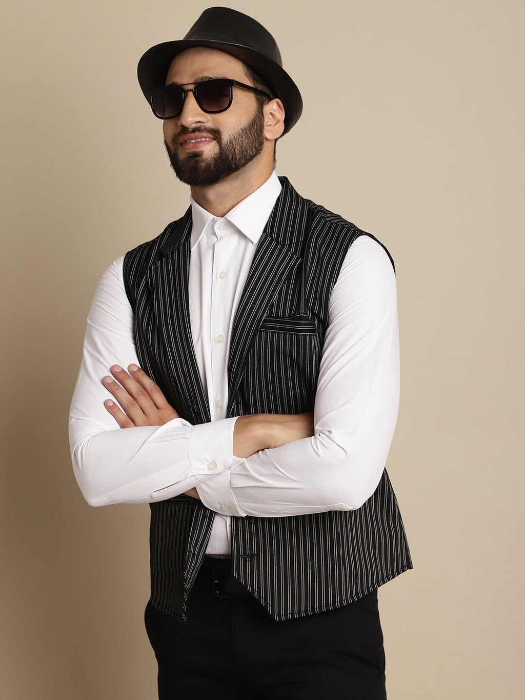 Even Apparels Men's Black Waistcoat with Notched Lapel | Grocsy