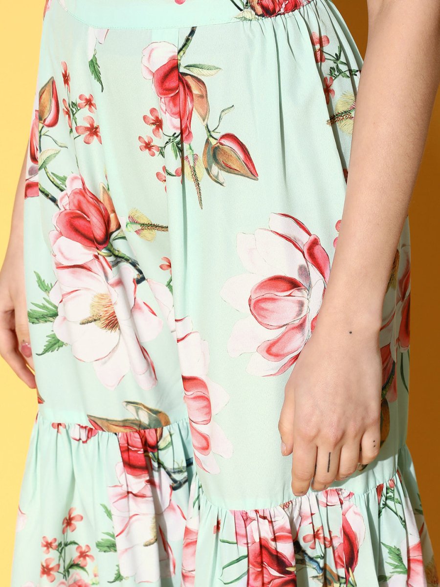 Ahalyaa Women Floral Printed Pleated Kurti with Sharara | Grocsy
