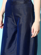InWeave Women's Blue Banarasi Halter Kurta Set | Grocsy