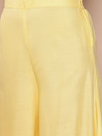 InWeave Women's Light Yellow Ray Strappy Set With Aqua Printed Border Dupatta | Grocsy