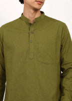 Fabmade Olive Still Linen Kurta | Grocsy