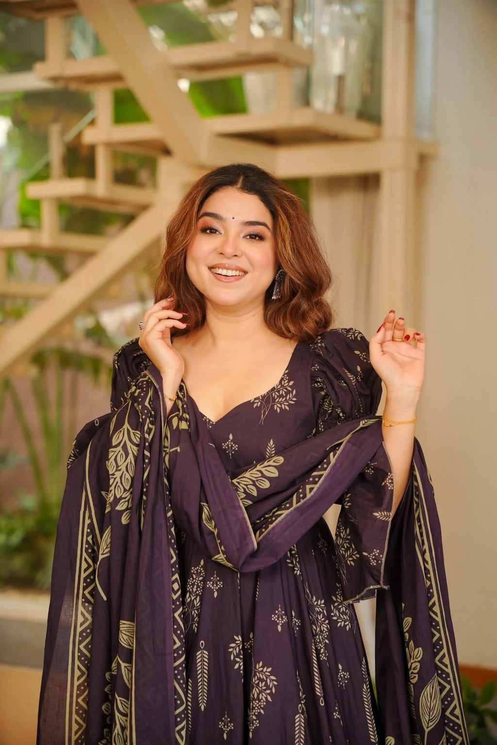 Yash Enterprise Navy Blue Digital Print Muslin Party Wear Sharara Suit Set | Grocsy