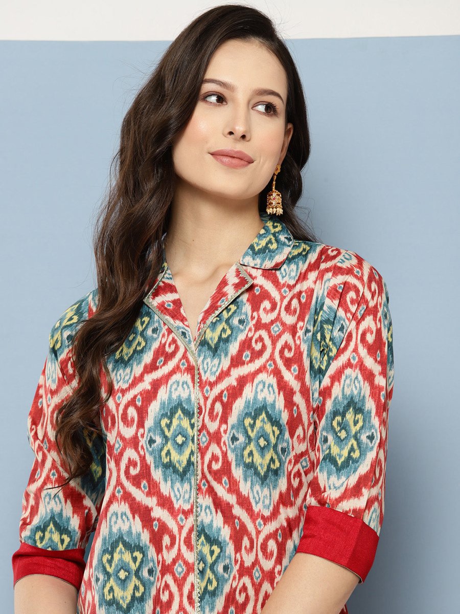 Ahalyaa Women Ethnic Motifs Printed Regular Gotta Patti Kurta with Palazzos | Grocsy