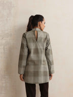 trueBrowns Green Check High Neck Winter Top | Grocsy