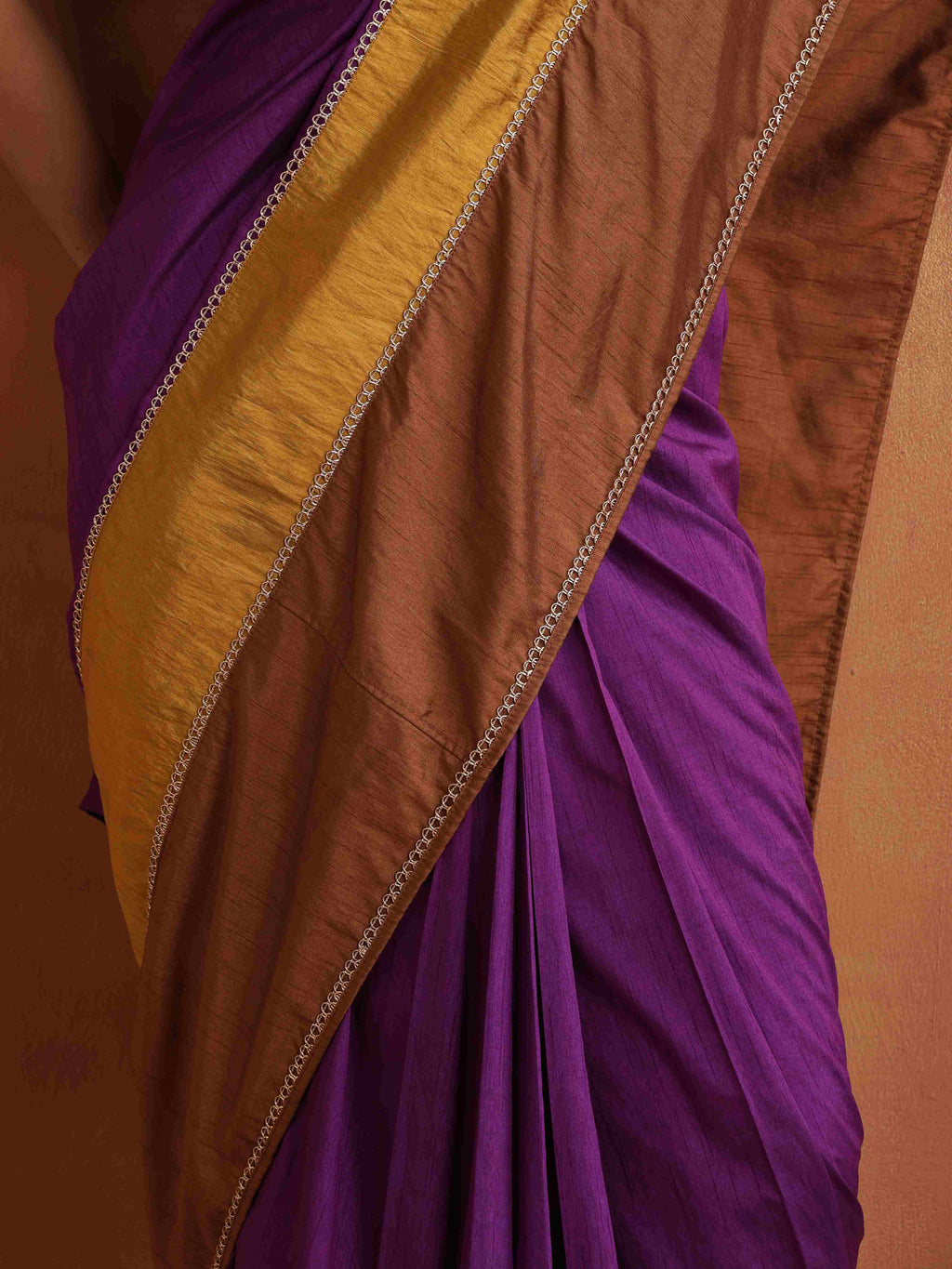 trueBrowns Purple Silk Ready To Wear Saree | Grocsy