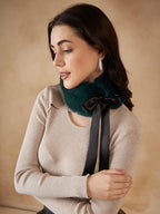 InWeave Women's Dark Teal Fur Neckpiece | Grocsy