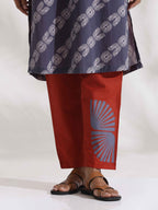trueBrowns Grey Cotton Print Highslit Kurta Set | Grocsy