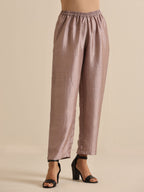 trueBrowns Grey Silk Texture Relaxed Co-Ord Set | Grocsy