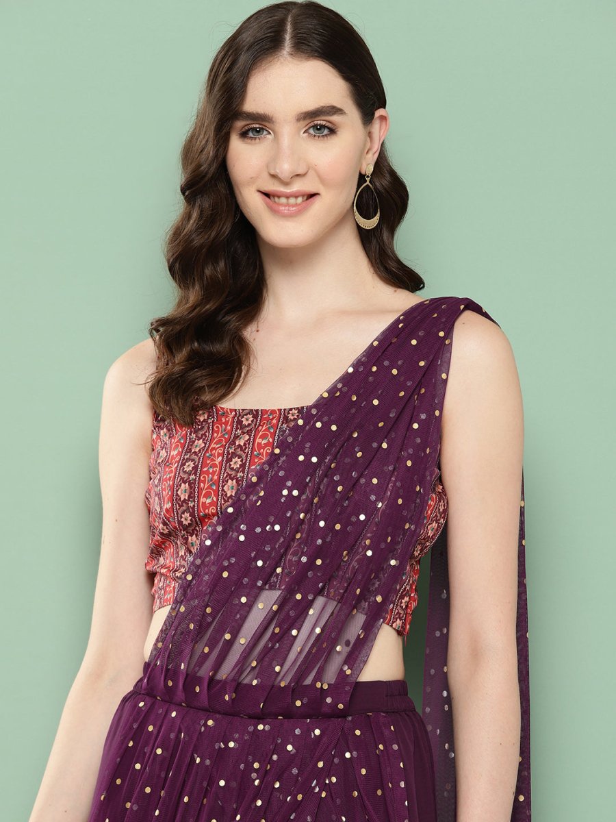Ahalyaa Printed Ethnic Co-Ords with Draped Dupatta | Grocsy