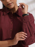 trueBrowns Brown Cotton Solid Kurta Co-ord Set | Grocsy