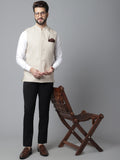 Even Apparels Men's Cream Nehru Jacket With Welt Pockets | Grocsy