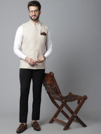 Even Apparels Men's Cream Nehru Jacket With Welt Pockets | Grocsy
