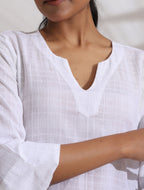 trueBrowns White Cotton Check Kurta Co-ord Set | Grocsy