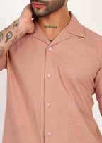 Fabmade Men’S Peach Linen Co-Ord Set | Grocsy