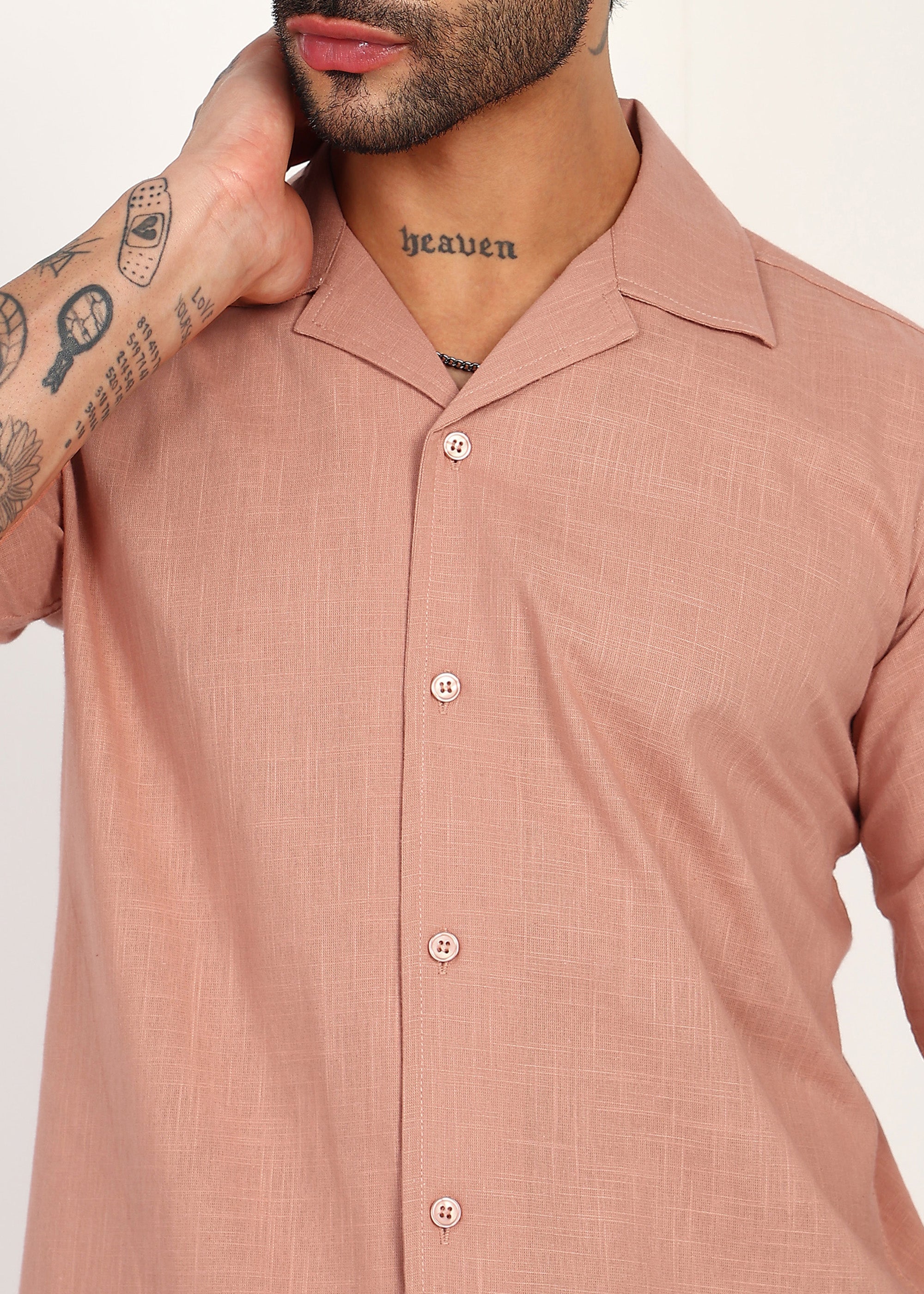 Fabmade Men’S Peach Linen Co-Ord Set | Grocsy