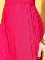 InWeave Women's Fuschia Organza Sleeve Gota Work Kurta Set | Grocsy