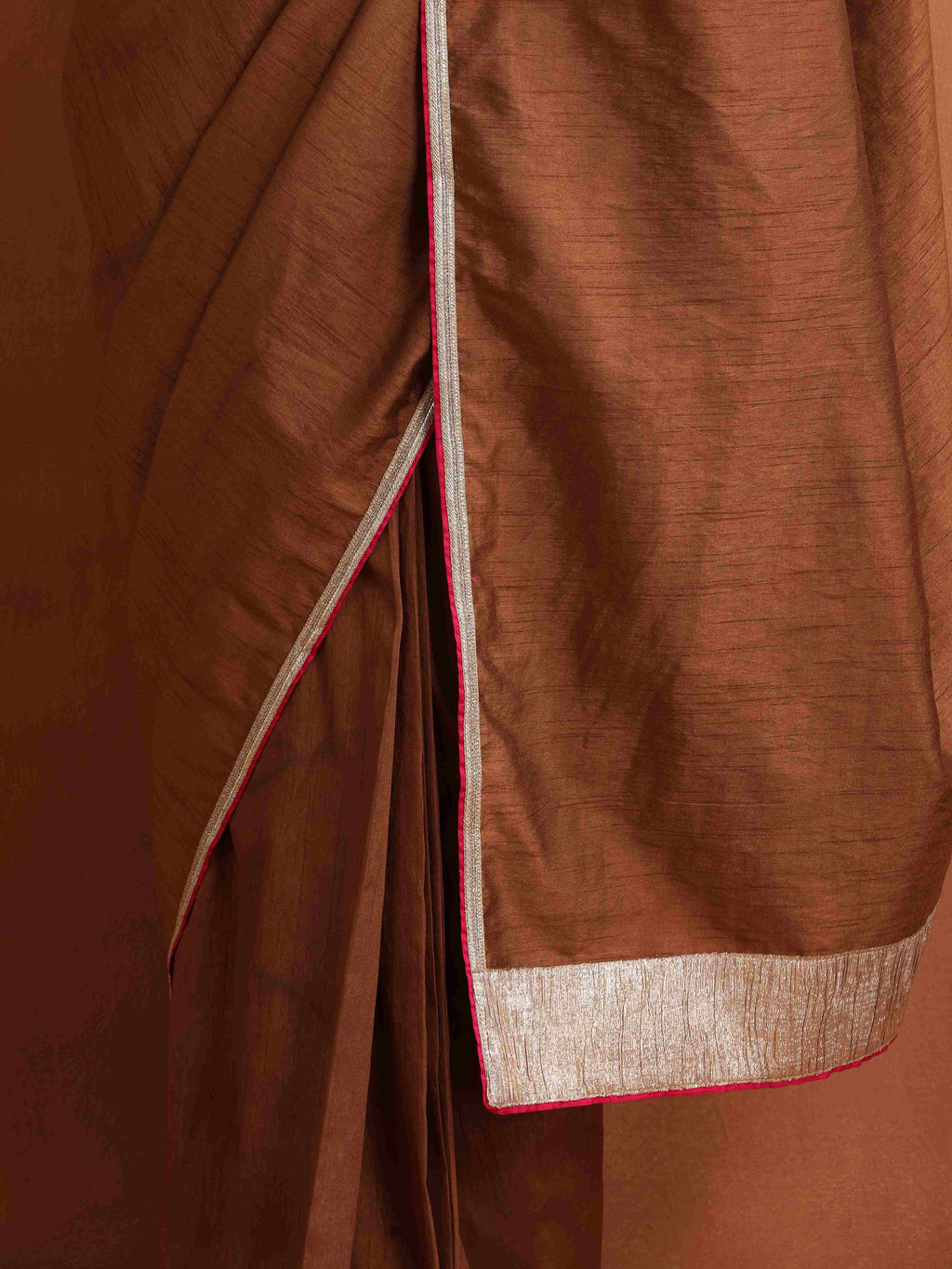 trueBrowns Brown Silk Ready To Wear Saree | Grocsy